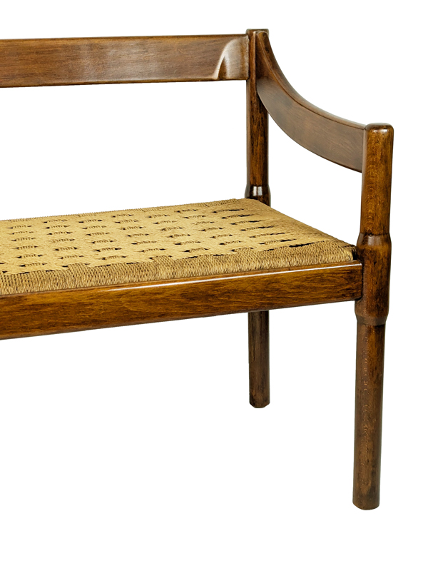 Walnut & rope 1960s bench by Cassina_13