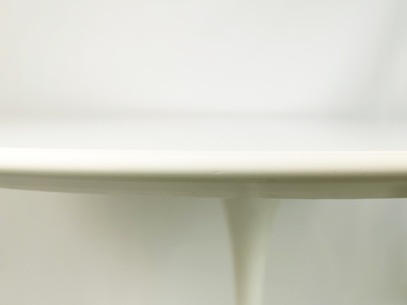 white cast aluminum & wood 1970s tulip round table by Knoll_06