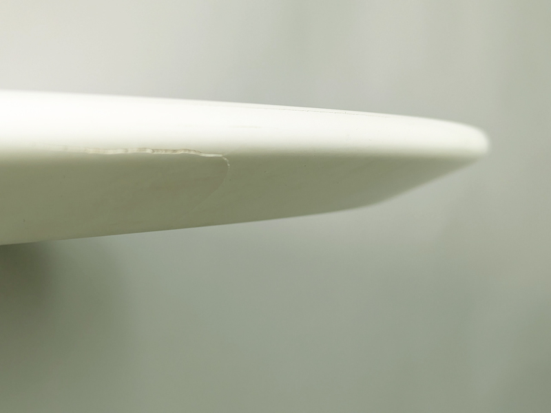 white cast aluminum & wood 1970s tulip round table by Knoll_07
