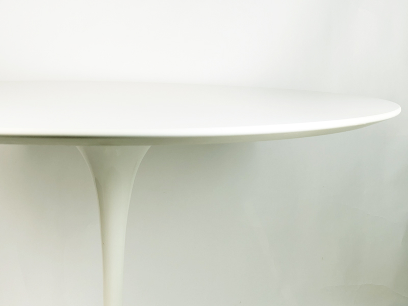 white cast aluminum & wood 1970s tulip round table by Knoll_08