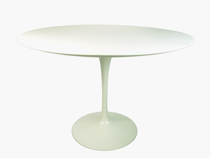 white cast aluminum & wood 1970s tulip round table by Knoll_13