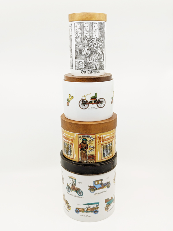 wood leather & ceramic Midcentury boxes_01