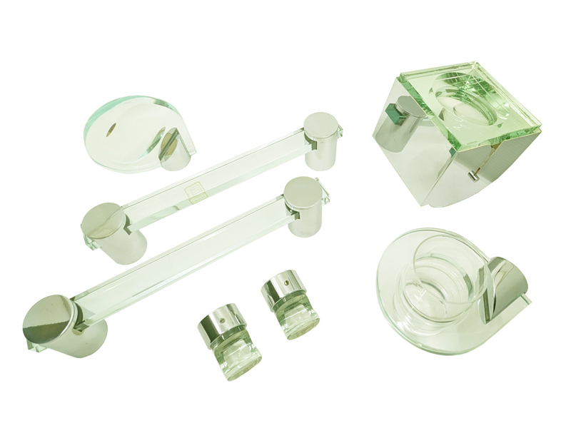 Chrome Plated Metale & cut glass 1967 bathroom accessories by FA_00