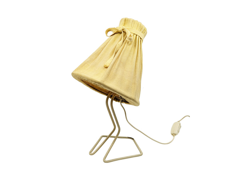 white ivory metal & fabric 1950s table wall lamp by Stilnovo_00