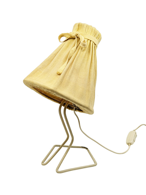 white ivory metal & fabric 1950s table wall lamp by Stilnovo_02