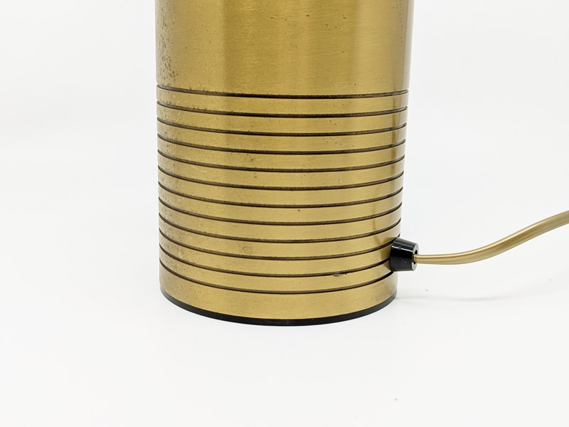 Brushed brass, painted metal & fabric 1970s table lamp