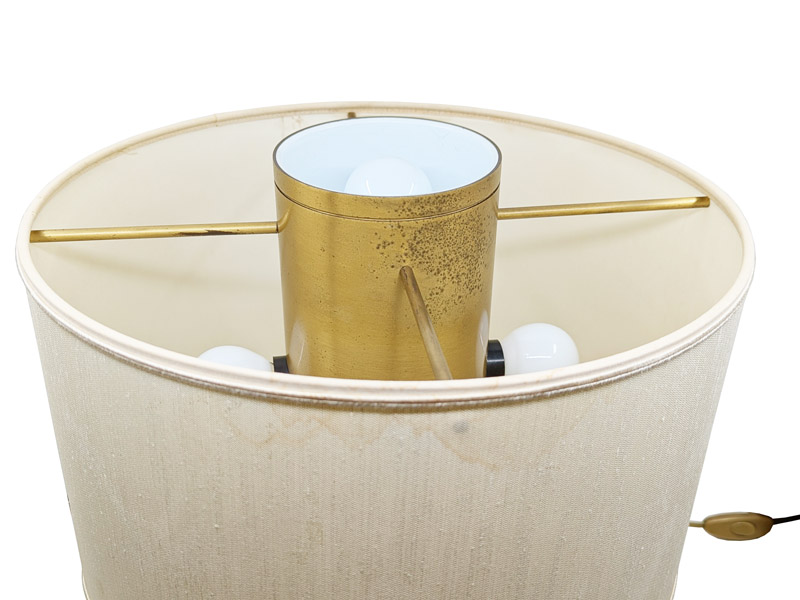 Brushed brass, painted metal & fabric 1970s table lamp_03