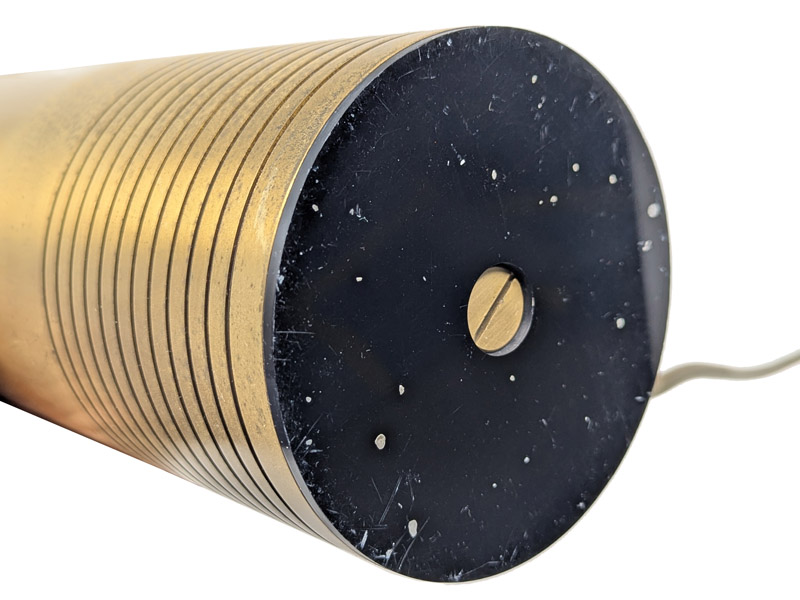 Brushed brass, painted metal & fabric 1970s table lamp_05