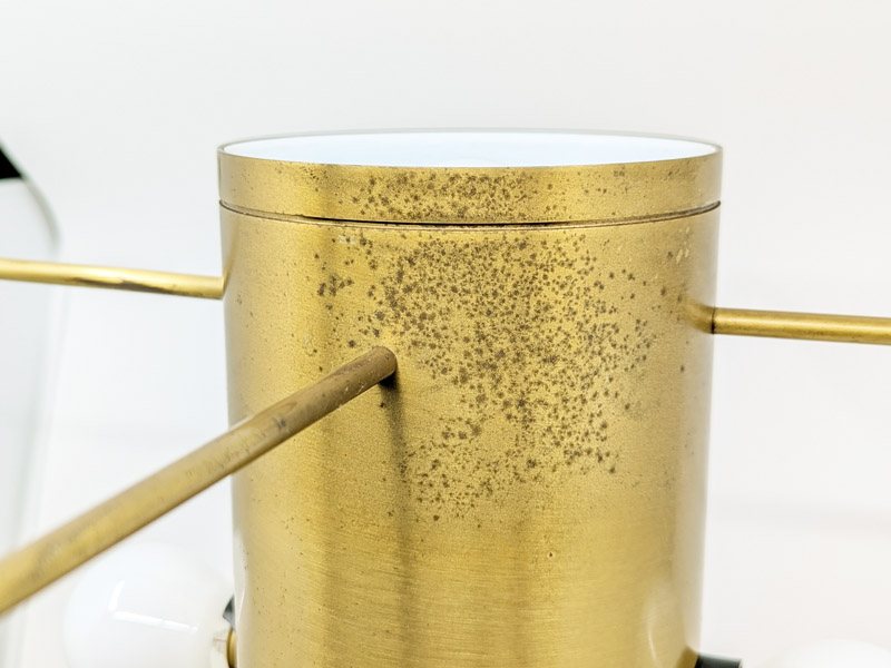 Brushed brass, painted metal & fabric 1970s table lamp_07