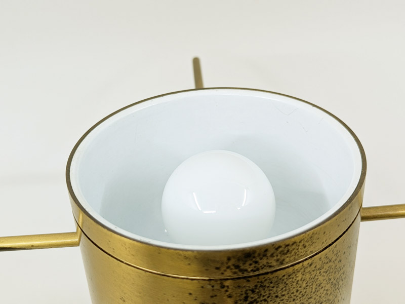 Brushed brass, painted metal & fabric 1970s table lamp_09