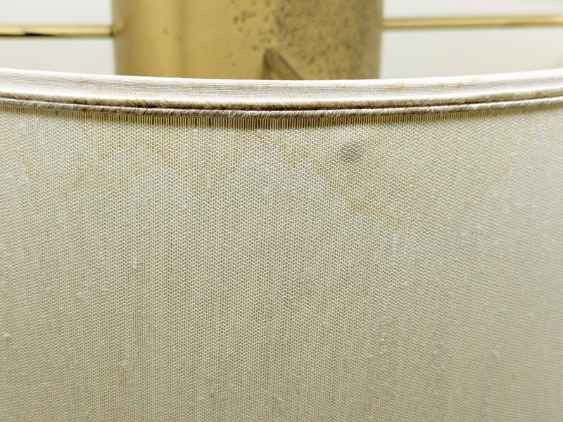 Brushed brass, painted metal & fabric 1970s table lamp_10