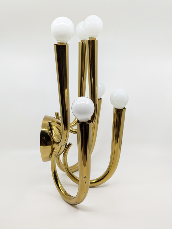 Large Italian brass 6-lights 1940_1950s sconce_07