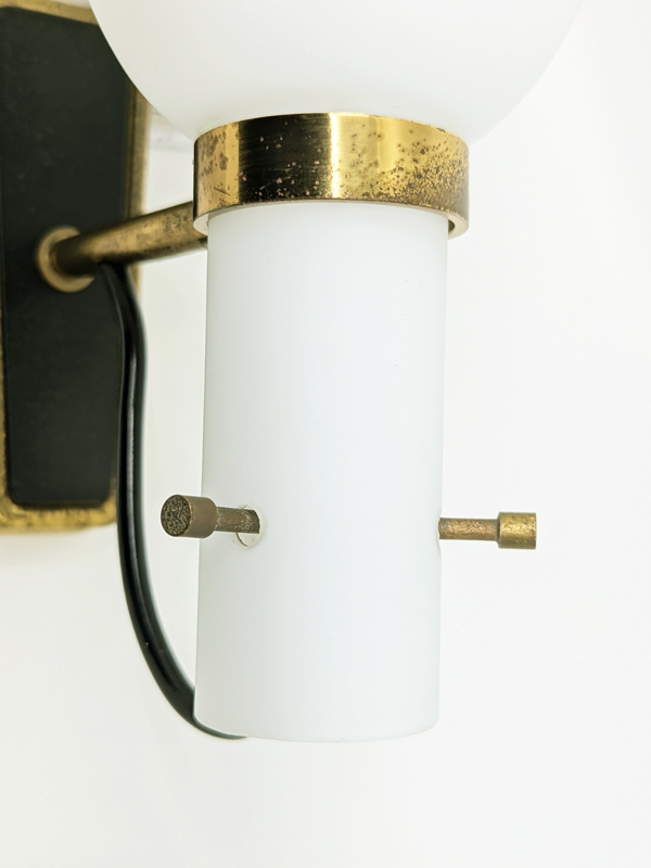 opaline glass, black metal & brass 1950s sconces, set of 2_05