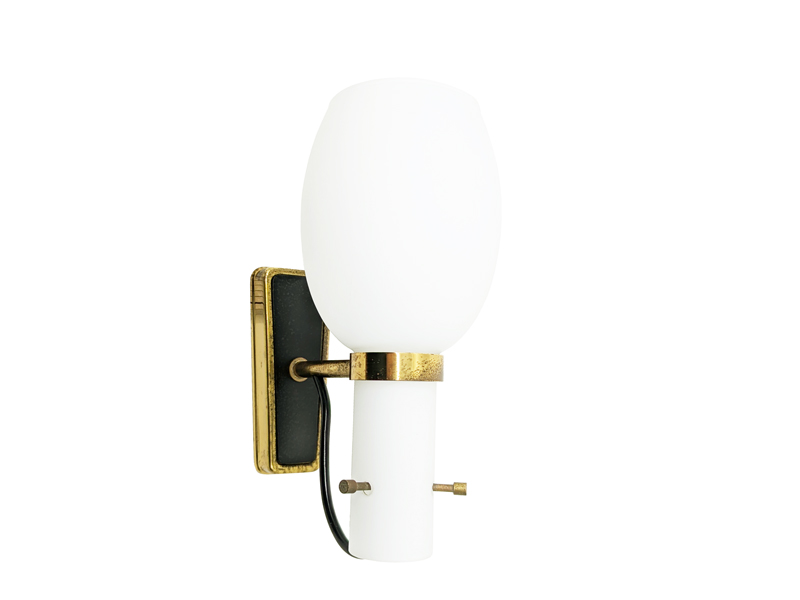 opaline glass, black metal & brass 1950s sconces, set of 2_09