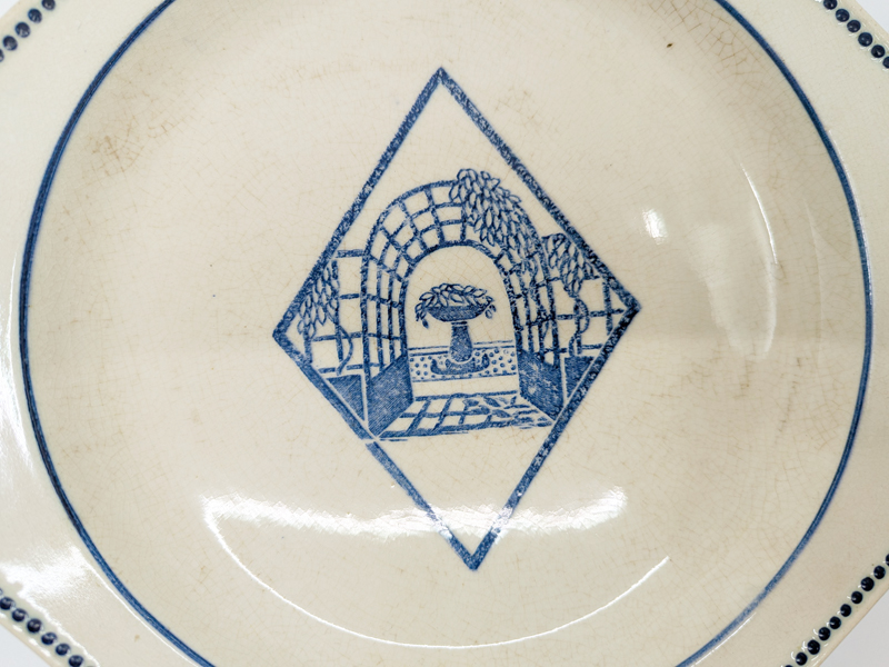rare blue & ivory ceramic art deco plates by Atelier Primavera_01