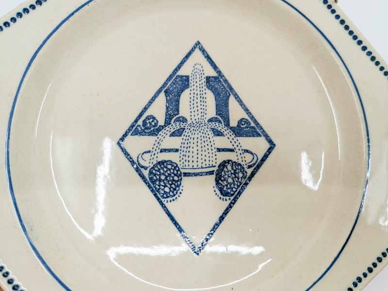 rare blue & ivory ceramic art deco plates by Atelier Primavera_02
