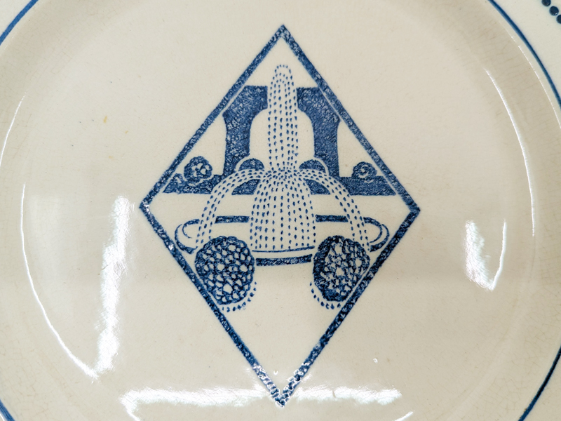 rare blue & ivory ceramic art deco plates by Atelier Primavera_05