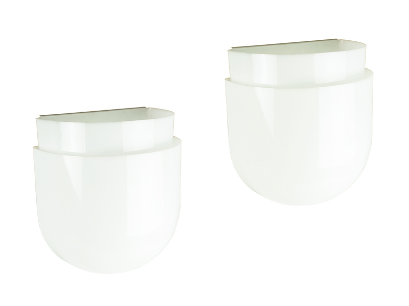 white plastic & metal 1970s sconces by Sergio Asti for Candle